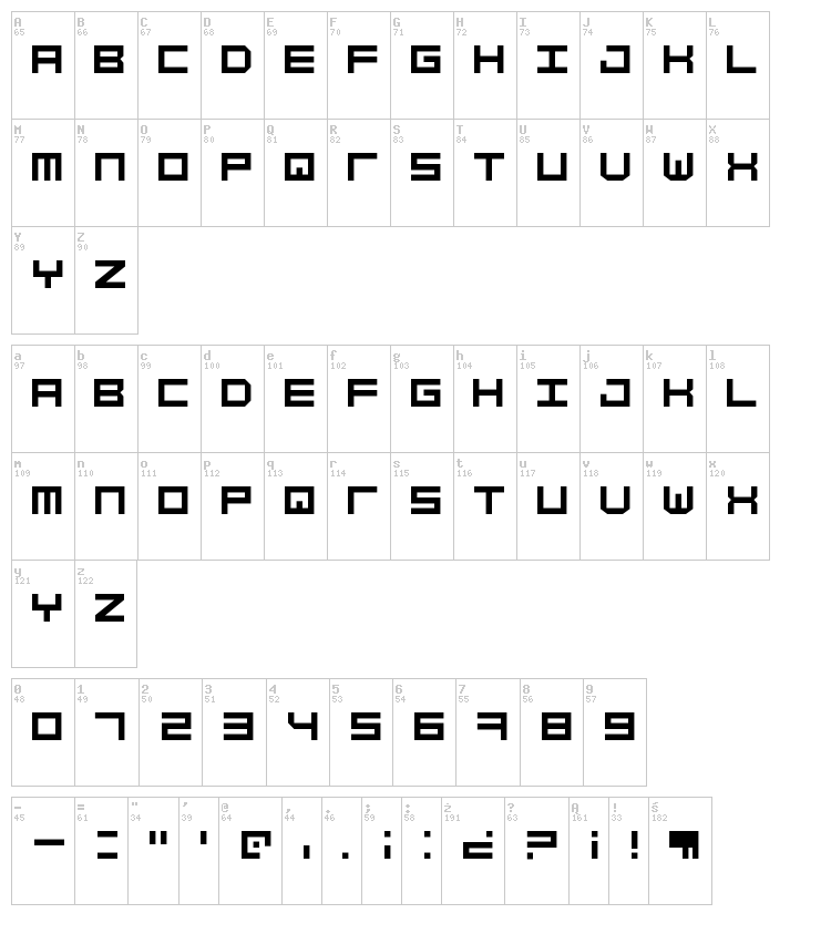 Simply Mono font map